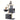 Discover the 98cm Multi-storey Scratching Post, Cat Tree with perch, caves, and hammock in stylish dark and light grey.