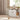 Cat Litter Box Cabinet - Hidden Litter Furniture in farmhouse white with ginger cat exiting, staged in cozy living room