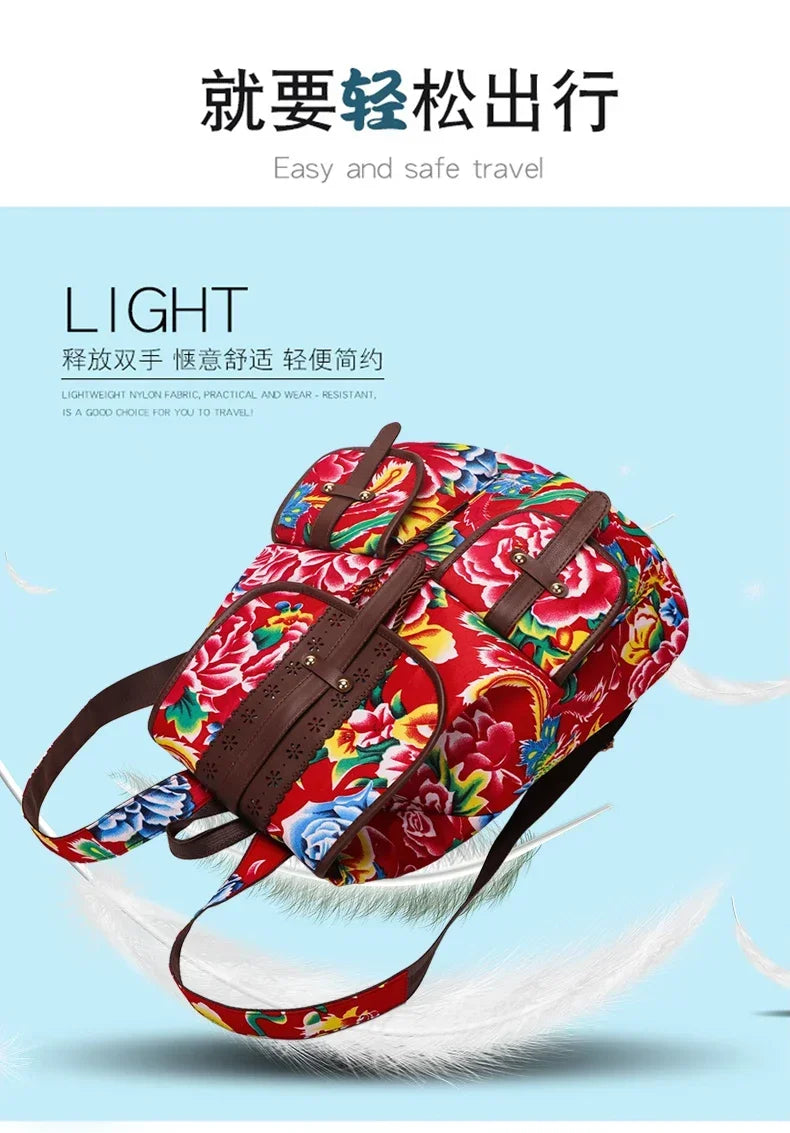 New Selling Flower Oxford Women's Backpack 2024 High Quality Lightweight Drawstring Waterproof Large Capacity Youth Backpack