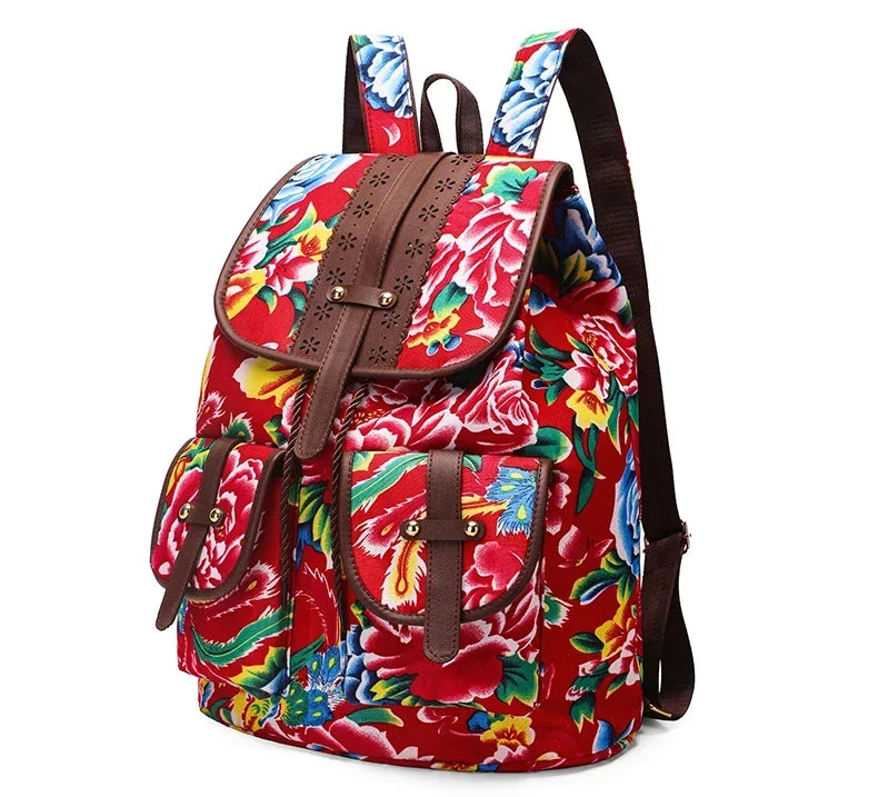 New Selling Flower Oxford Women's Backpack 2024 High Quality Lightweight Drawstring Waterproof Large Capacity Youth Backpack