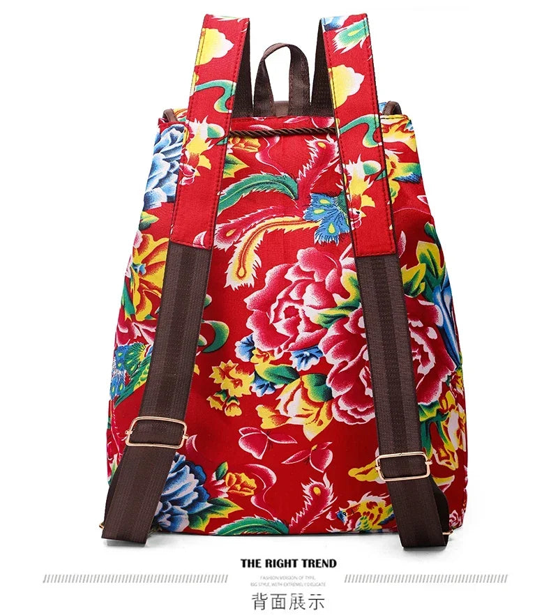 New Selling Flower Oxford Women's Backpack 2024 High Quality Lightweight Drawstring Waterproof Large Capacity Youth Backpack