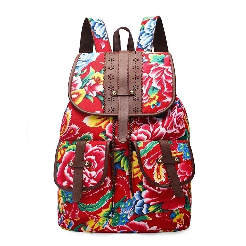 New Selling Flower Oxford Women's Backpack 2024 High Quality Lightweight Drawstring Waterproof Large Capacity Youth Backpack