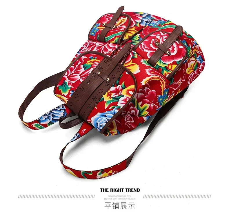 New Selling Flower Oxford Women's Backpack 2024 High Quality Lightweight Drawstring Waterproof Large Capacity Youth Backpack