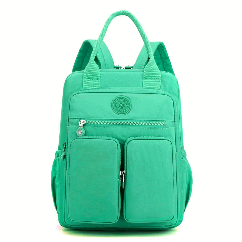 Fashion Woman Backpack Waterproof Nylon Soft Handle Solid Multi-pocket Travel Zipper Feminina School Bags Laptop Backpack