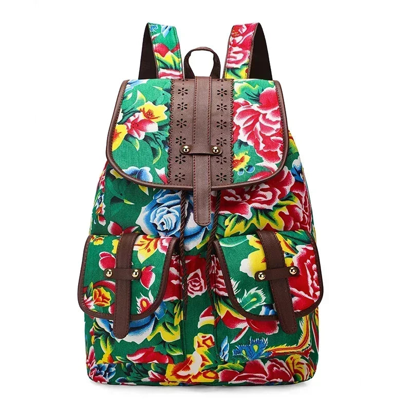 New Selling Flower Oxford Women's Backpack 2024 High Quality Lightweight Drawstring Waterproof Large Capacity Youth Backpack