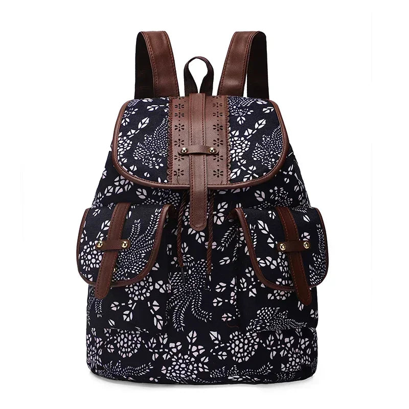 New Selling Flower Oxford Women's Backpack 2024 High Quality Lightweight Drawstring Waterproof Large Capacity Youth Backpack