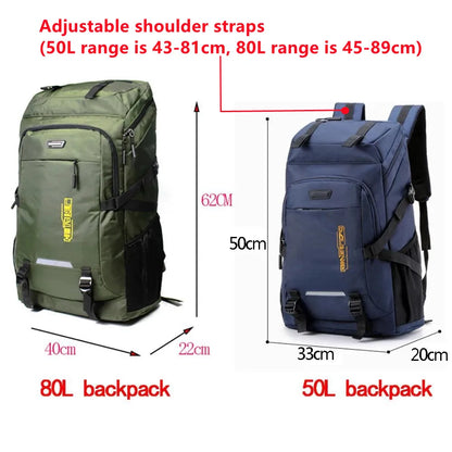 80L 50L Men's Outdoor Backpack Climbing Travel Rucksack Sports Camping Hiking Backpack School Bag Pack For Male Female Women