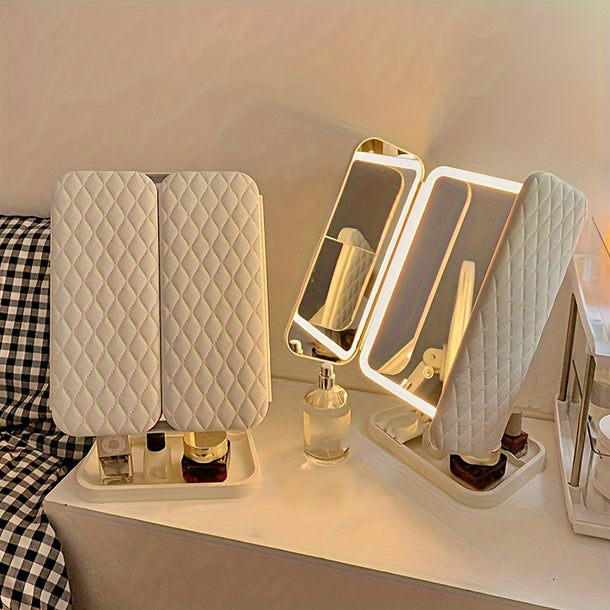 LED Vanity Mirror Smart Touch Rechargeable Foldable Makeup Mirror
