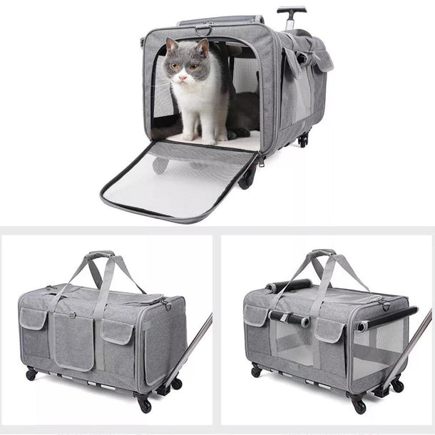 Pet Carrier with Wheels  Large Foldable Bag