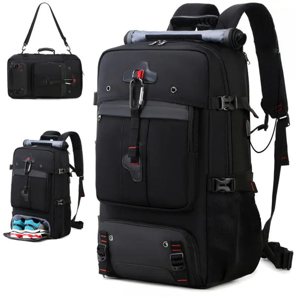 80L SmartExpansion Hiking  Travel Backpack  TSAApproved CarryOn With 5 Tactical Pockets Lockable Zippers  Padded Tech Compartment For CampingOfficeGym Lightweight Unisex Frame With Breathable Mesh Adjustable Load Straps